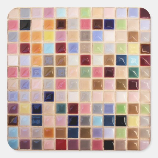 Vintage Mosaikfliesen Quadratischer Aufkleber (Vorderseite)