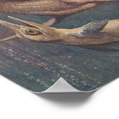Vintage Mosasaurus vs. Ichthyosaurs Print Poster (Ecke)