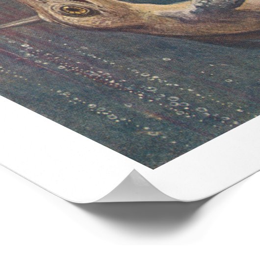 Vintage Mosasaurus vs. Ichthyosaurs Print Poster (Ecke)