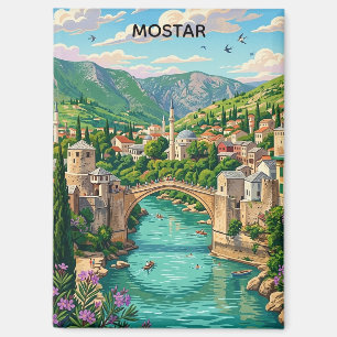 Vintage Mostar Bosnien Alte Brücke Stari Balkan Magnet