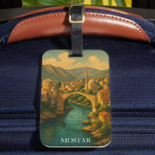 Vintage Mostar Bridge Bosnien Travel Gepäckanhänger