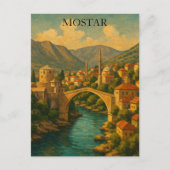 Vintage Mostar Bridge Bosnien Travel Postkarte (Vorderseite)