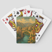 Vintage Mostar Bridge Bosnien Travel Spielkarten (Rückseite)