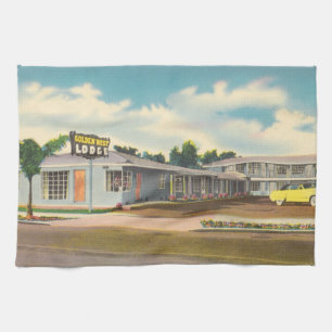 Vintage-Motel, Golden West Lodge Hotel mit Palmen Geschirrtuch