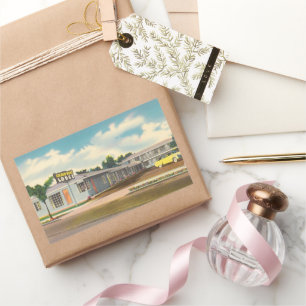 Vintage Motel, Golden West Lodge Hotel mit Palmen Rechteckiger Aufkleber