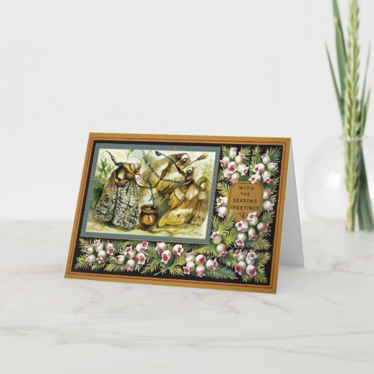 Vintage Moth Hexen Weihnachtskarte Feiertagskarte (Vorderseite)