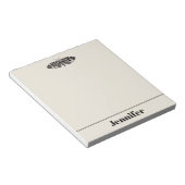 Vintage Moth Illustration Black Beige Personalisie Notizblock (angewinkelt)