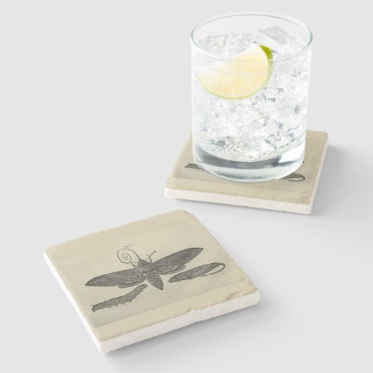 Vintage Moth Metamorphasis Steinuntersetzer (Seitenansicht)