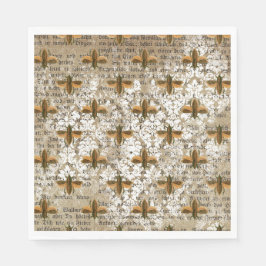 Vintage Moth- und Newsprint-Collage Serviette