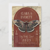 Vintage Moth Wedding Invitation with Rustic Arch Einladung (Vorderseite)