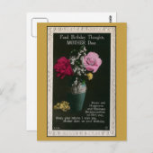 Vintage mother birthday, flowers, poem postkarte (Vorne/Hinten)