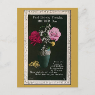 Vintage mother birthday, flowers, poem postkarte