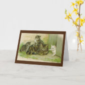 Vintage Mother Cat and Kittens Note Card Karte (Gelbe Blume)