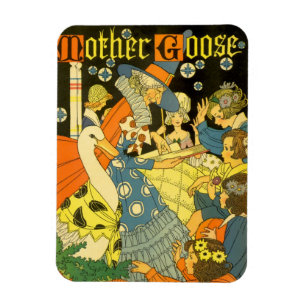 Vintage Mother Goose liest Kindern vor Magnet