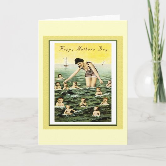 Vintage Mother's Day Baby Swimmers Karte (Vorderseite)