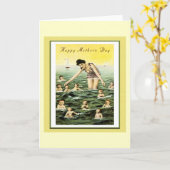Vintage Mother's Day Baby Swimmers Karte (Gelbe Blume)