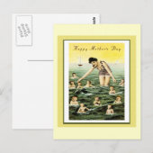 Vintage Mother's Day Baby Swimmers Postkarte (Vorne/Hinten)