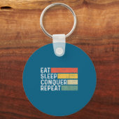 Vintage Motivational Funny Retro - Eat Sleep Conqu Schlüsselanhänger (Vorderseite)