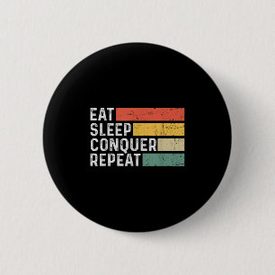 Vintage Motivierend Lustig Retro - Essen Schlafen  Button