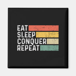 Vintage Motivierend Lustig Retro - Essen Schlafen Magnet
