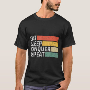 Vintage Motivierend Lustig Retro - Essen Schlafen T-Shirt