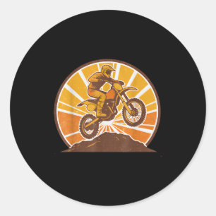 Vintage-Motocross-Fahrer Dirt Bike Jump Off Road S Runder Aufkleber