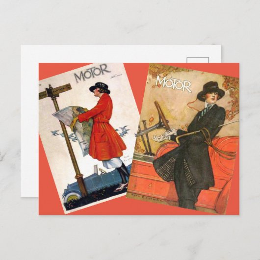 "Vintage Motor Magazine Covers" Postkarte (Vorne/Hinten)