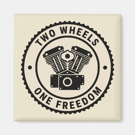 Vintage Motorcycle Engine Freedom Emblem Magnet (Vorne)