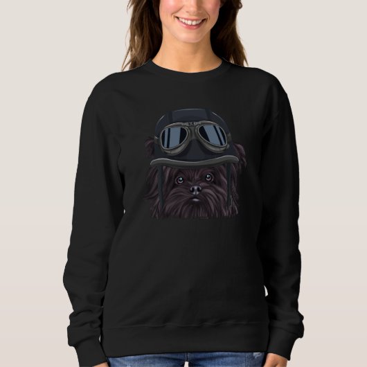 Vintage Motorcycle Helmet Affenpinscher Sweatshirt (Vorderseite)
