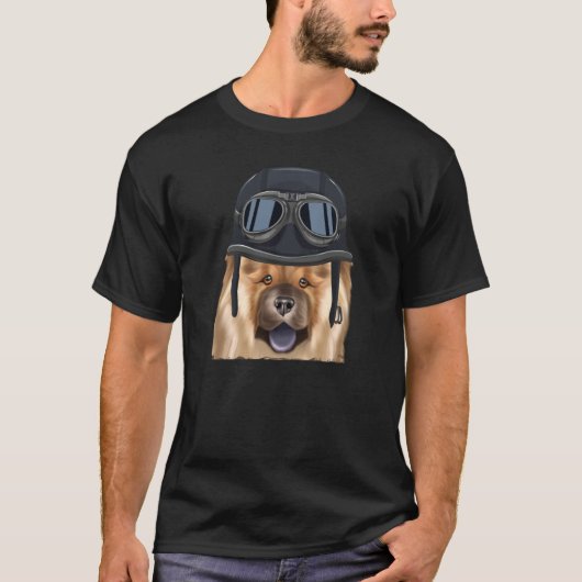 Vintage Motorcycle Helmet Chow Chow T-Shirt (Vorderseite)