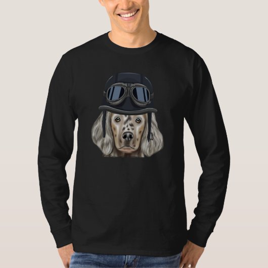 Vintage Motorcycle Helmet English Setter T-Shirt (Vorderseite)
