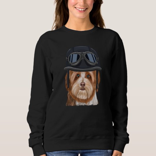 Vintage Motorcycle Helmet Havanese Sweatshirt (Vorderseite)