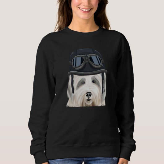 Vintage Motorcycle Helmet Old English Sheepdog Sweatshirt (Vorderseite)