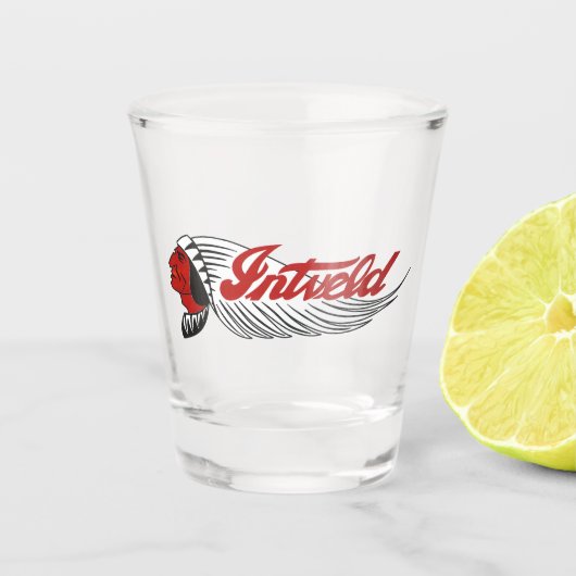 Vintage Motorcycle Logo White Schnapsglas (Vorderseite)