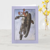 Vintage Motorcycle Poster Karte (Gelbe Blume)