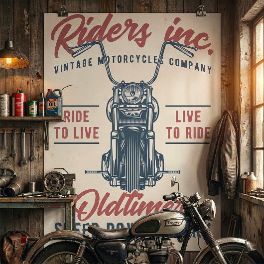 Vintage Motorcycle Riders Inc Poster