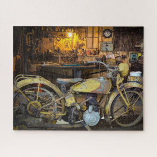 Vintage Motorcycle Workshop Industrial Scene Art Puzzle