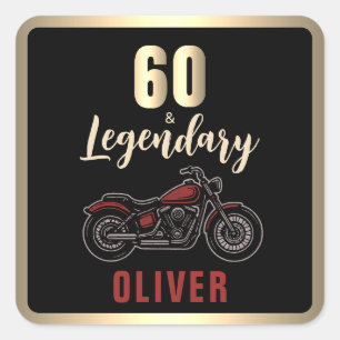 Vintage-Motorrad 60. Geburtstags-Party Quadratischer Aufkleber