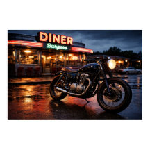 Vintage Motorrad & amerikanisches Diner