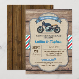 Vintage-Motorrad-Baby-Shower-Einladung. Motorrad Einladung