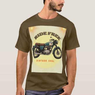 Vintage-Motorrad Fahre Frei Retro-Biker-Design T-Shirt