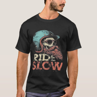 Vintage-Motorrad-Fahre-langsam-Grafik-T-Shirt T-Shirt