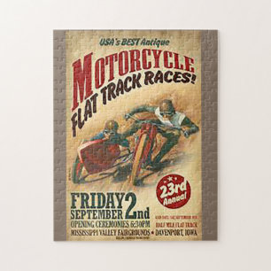 Vintage-Motorrad-Flachbahn-Werbung Puzzle