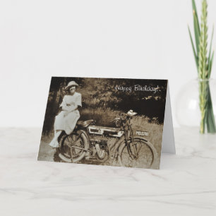 Vintage-Motorrad-Geburtstagskarte Karte