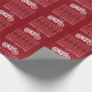 Vintage-Motorrad-hässlicher-Weihnachtspullover Geschenkpapier