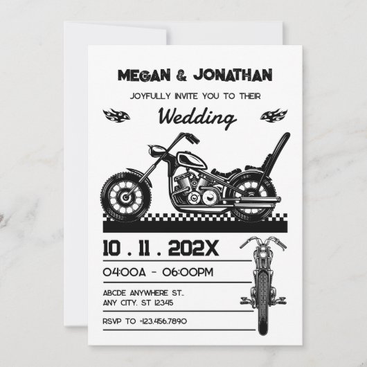 Vintage Motorrad-Hochzeit Einladung (Vorderseite)