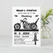 Vintage Motorrad-Hochzeit Einladung (Stehend Vorderseite)