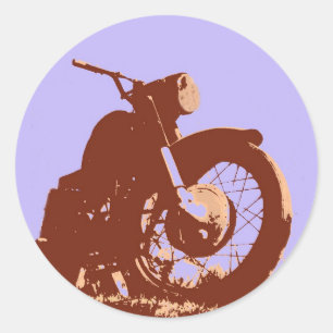 Vintage-Motorrad im Retro-Art-Stil Runder Aufkleber