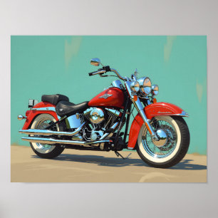 Vintage-Motorrad-Kunst im Rahmen Poster