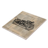 Vintage-Motorrad-Kunst im Zeitungs-Textstil Fliese (Seite)